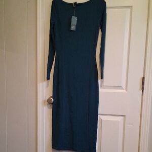 Elegant Teal Long Sleeve Dress